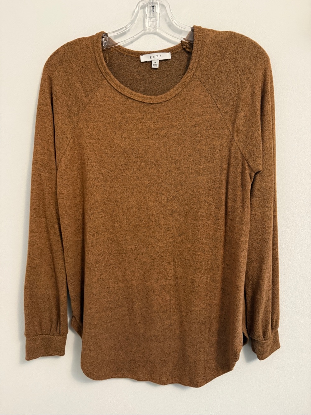gaze Chestnut Brown Scoop Crewneck Sweater NWOT